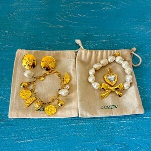 J. Crew Gold and Pearl Bracelet Set